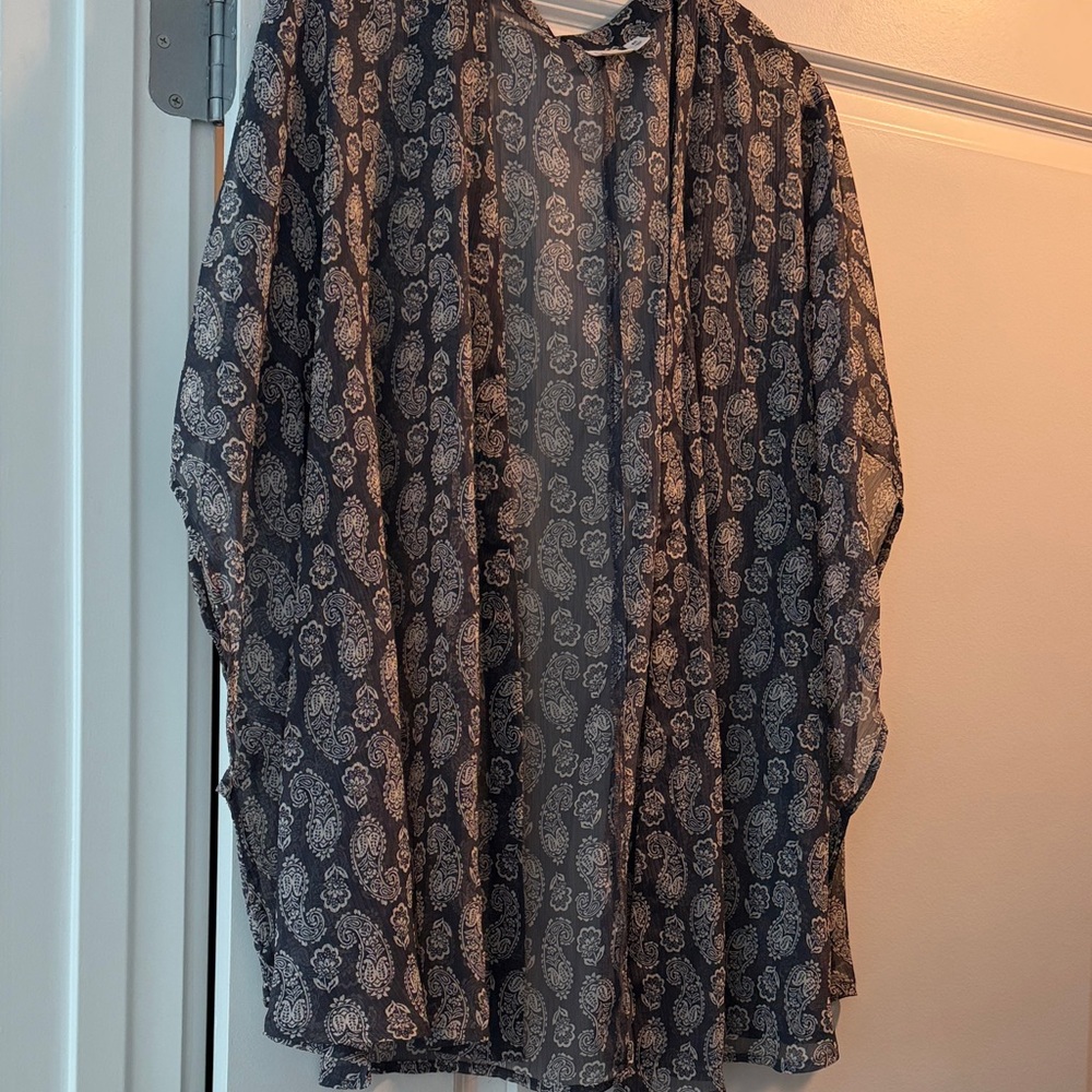 bp Navy Sheer Paisley Tunic Cover-Up
